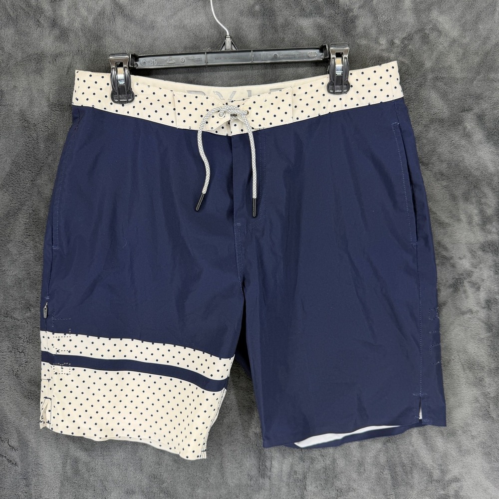 BYLT Premium Basics Navy‎ Polka Dot Coastal Boardshort Swim Trunks Size M